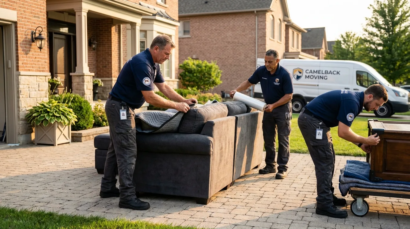 Large estate moving crew wrapping furniture in West Portsmouth, OH