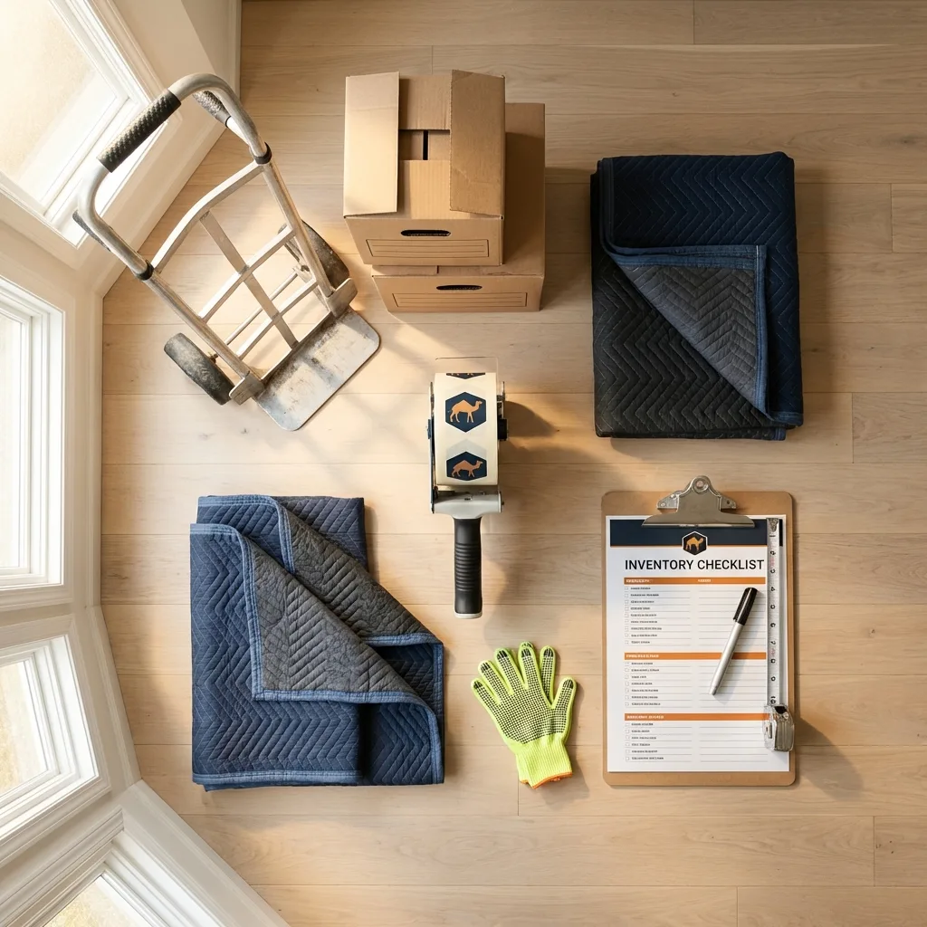 Professional moving supplies and packing materials layout for West Portsmouth residential relocations